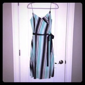 Tabitha Mint Striped V-Neck A-line Dress *like new